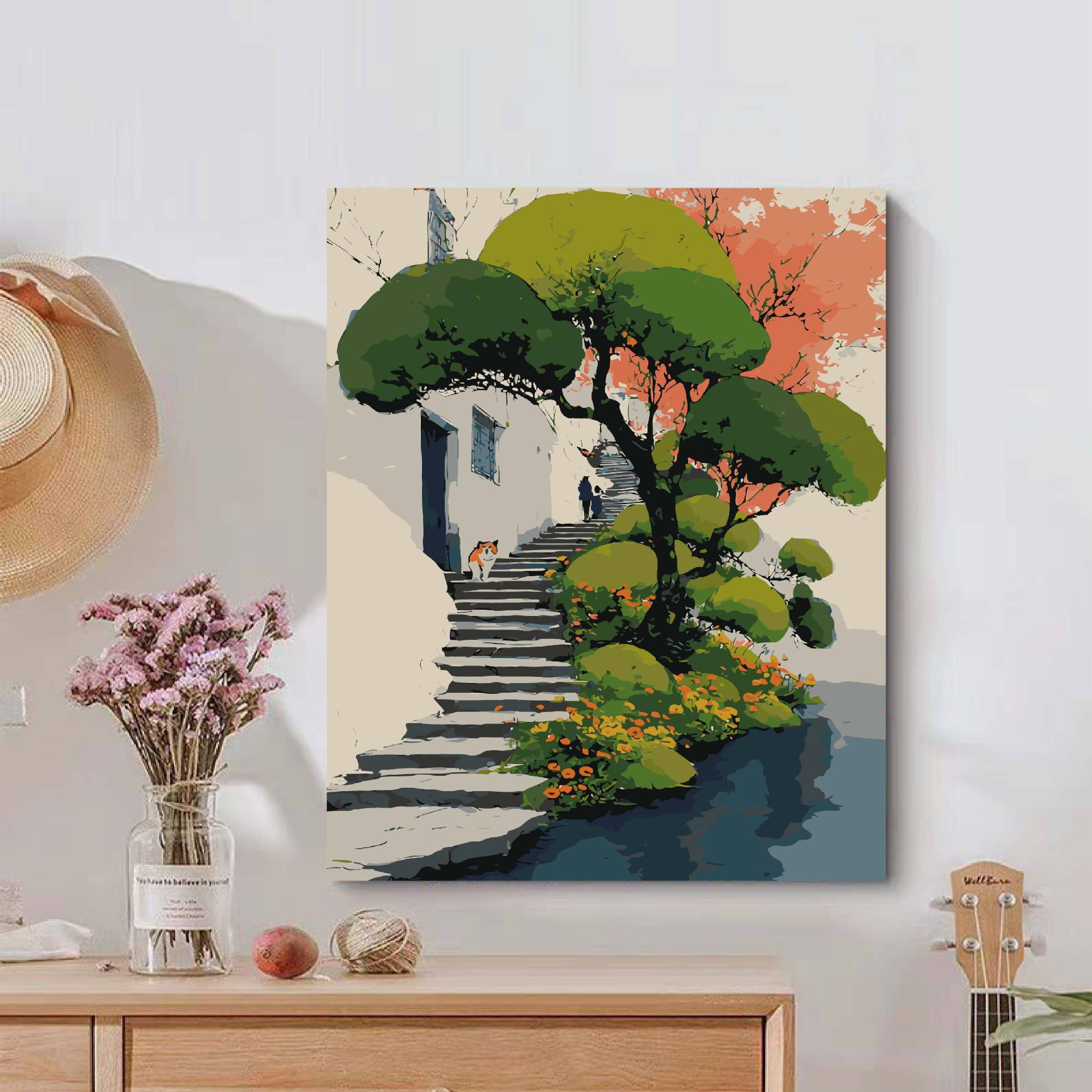 Tinta de montaña Lindiy pintura al óleo digital paisaje curado departamento de alta sensación de pintura al óleo de relleno manual pintura acrílica descomprimida