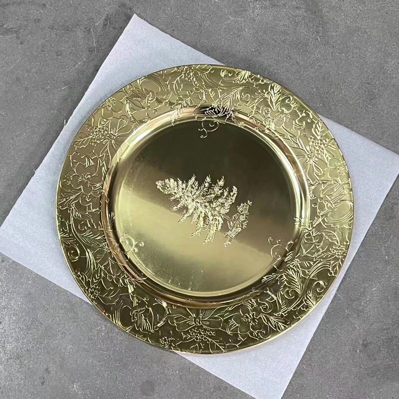 Foreign Trade Transparent Wedding Hotel Party High-class French Simple Santa Claus Christmas Tree Embellishment Wedding Plate Main Plate Foreign Trade Transparent Wedding Hotel Party High-class French Simple Santa Claus Christmas Tree Embellishment Wedding Plate Main Plate