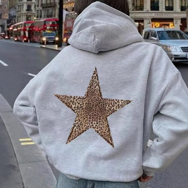 Foreign Trade Cross-Border Star Leopard Print Long-Sleeved Sweatshirt Shein Amazon Independent Station Hoodie Foreign Trade Cross-Border Star Leopard Print Long-Sleeved Sweatshirt Shein Amazon Independent Station Hoodie