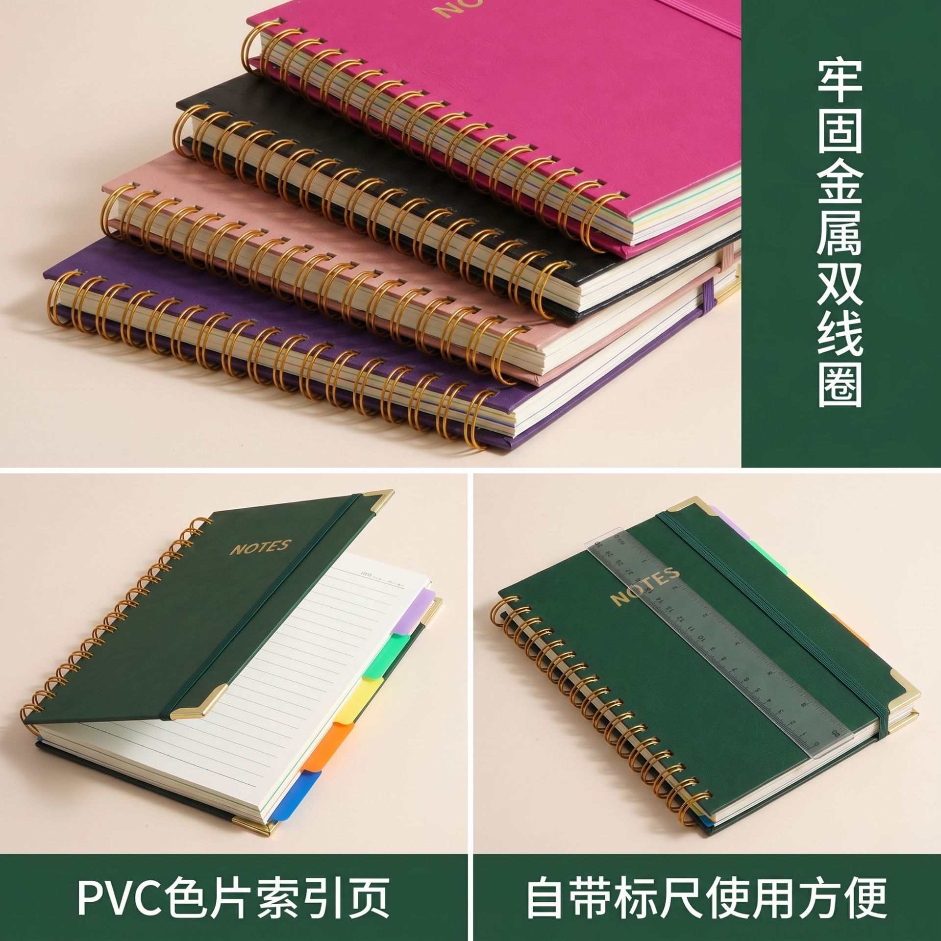 Transfronterizo PU cuero cuaderno A5 bobina con partición de página de oficina de negocios bobina espiral image 3
