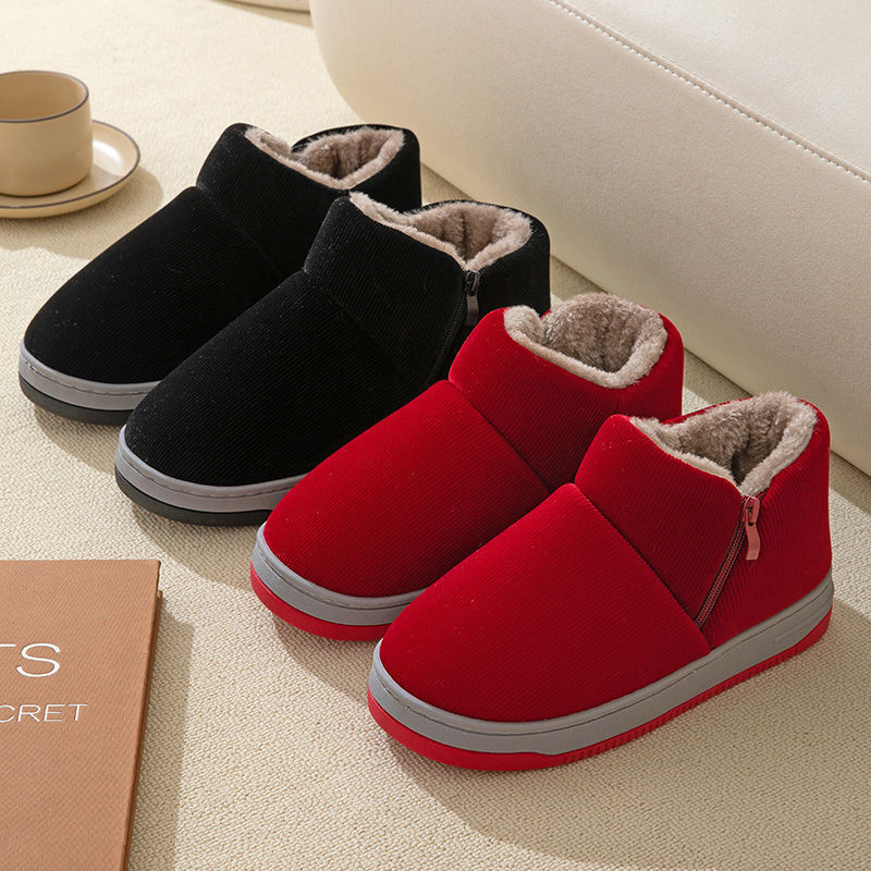 Women's Large Cotton Shoes for Winter, New Thickened High-Top Warm Cotton Slippers with Fleece, Non-Slip Thick Sole for Men and Women, Suitable for Indoor and Outdoor Wear