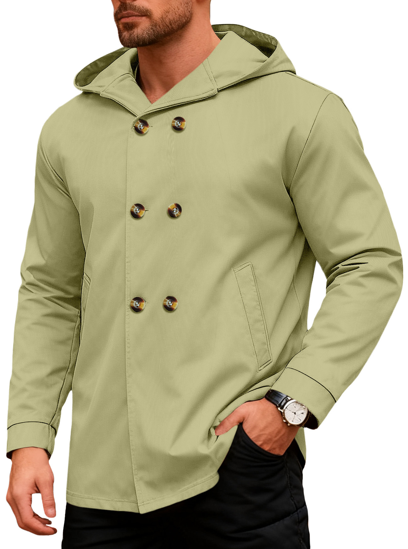 Transfronterizo Amazon comercio exterior ventas calientes Europa y América hombres de estilo largo delgado chaqueta con capuz casuales deportivos de color sólido chaqueta hombre