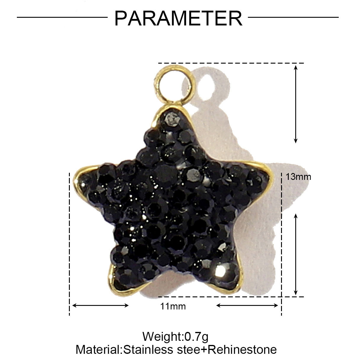 4g Weight Pendant Jewelry Making Type 5 PCS/Package Quantity 304 Stainless Steel Material Star Pattern Vacation, Classic Style Style Inlay Craft 5 PCS/Package Titanium Steel Star Pendant DIY Ornament Accessories 5