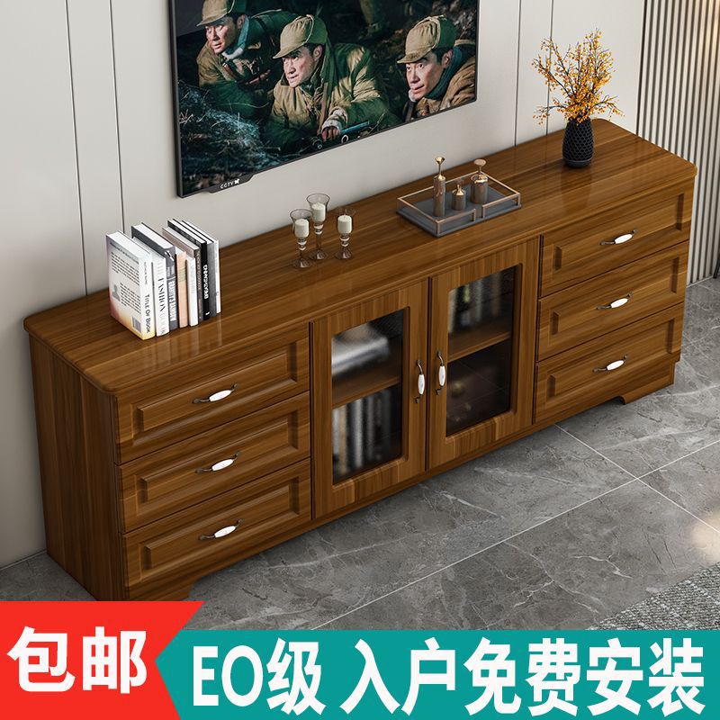 Solid Wood Tv Cabinet Simple Combination High Cabinet Small Apartment Home Living Room Storage Cabinet Storage Cabinet High Bedroom Floor Cabinet