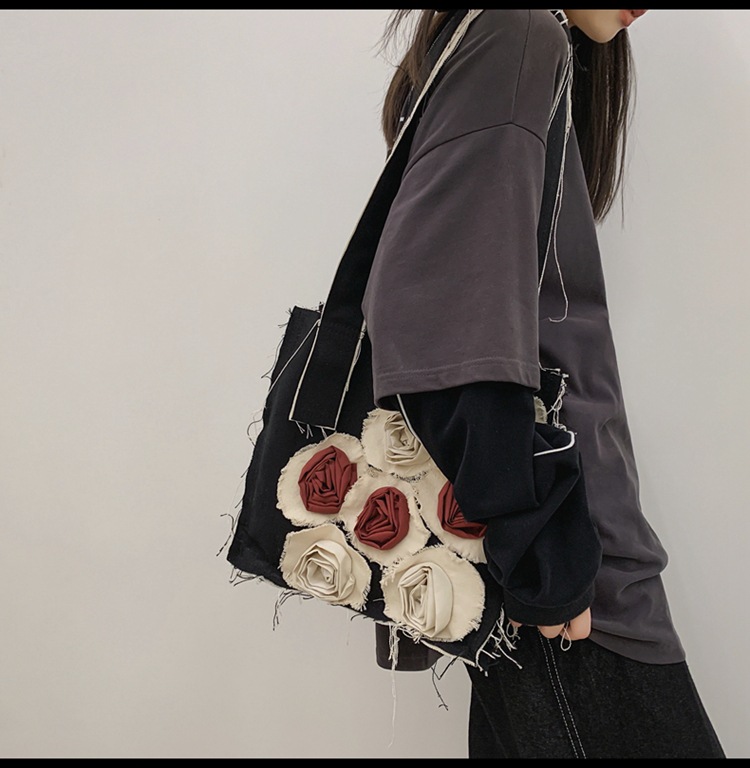 Vintage Fashion Contrast Color Denim Flower Bag Wholesale Nihaojewelry display picture 3