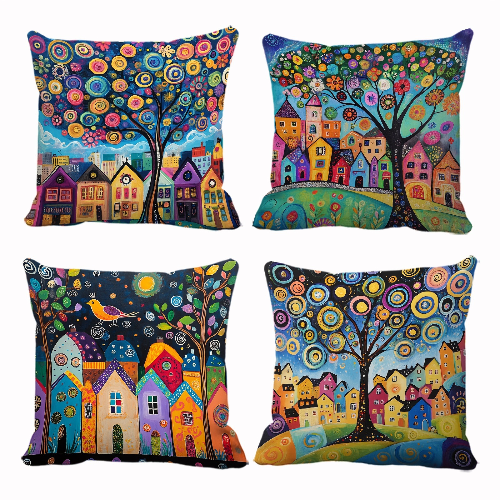 Temu Amazon's Popular Country Pastoral Style Pillow Cover Living Room Sofa Abstract Art Painting Linen Cushion Cover