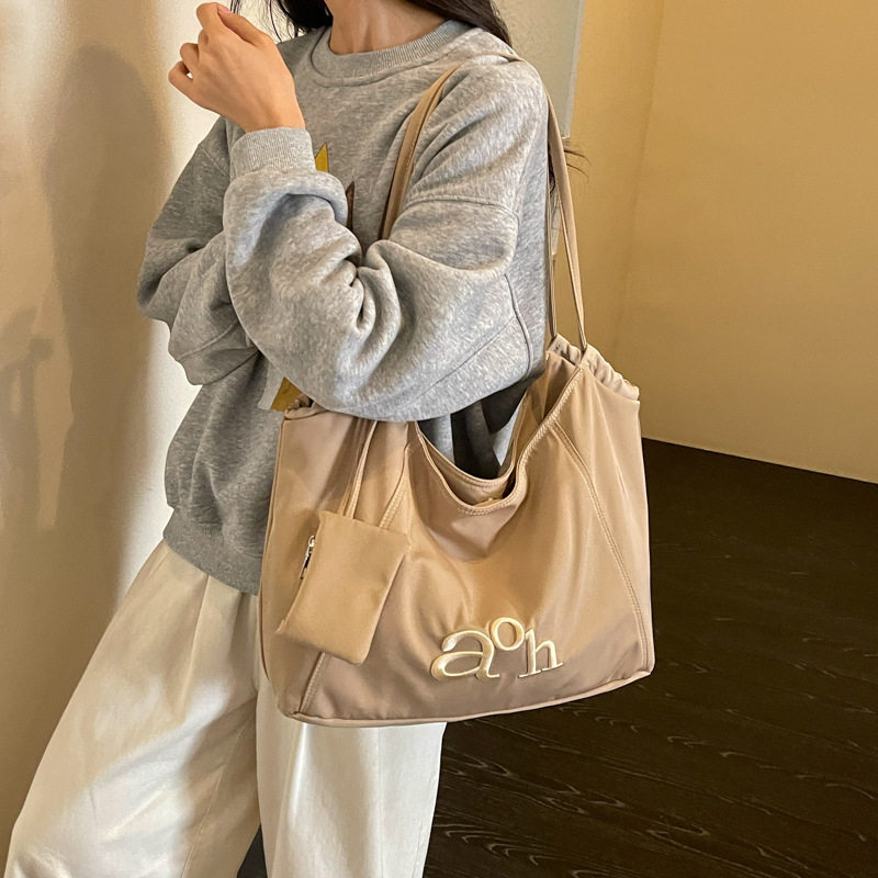 Túi tote nữ vải , túi đeo vai đựng đồ lớn cho sinh viên đi học — màu cà phê, màu kaki, xanh lá cây, đen chi tiết 23