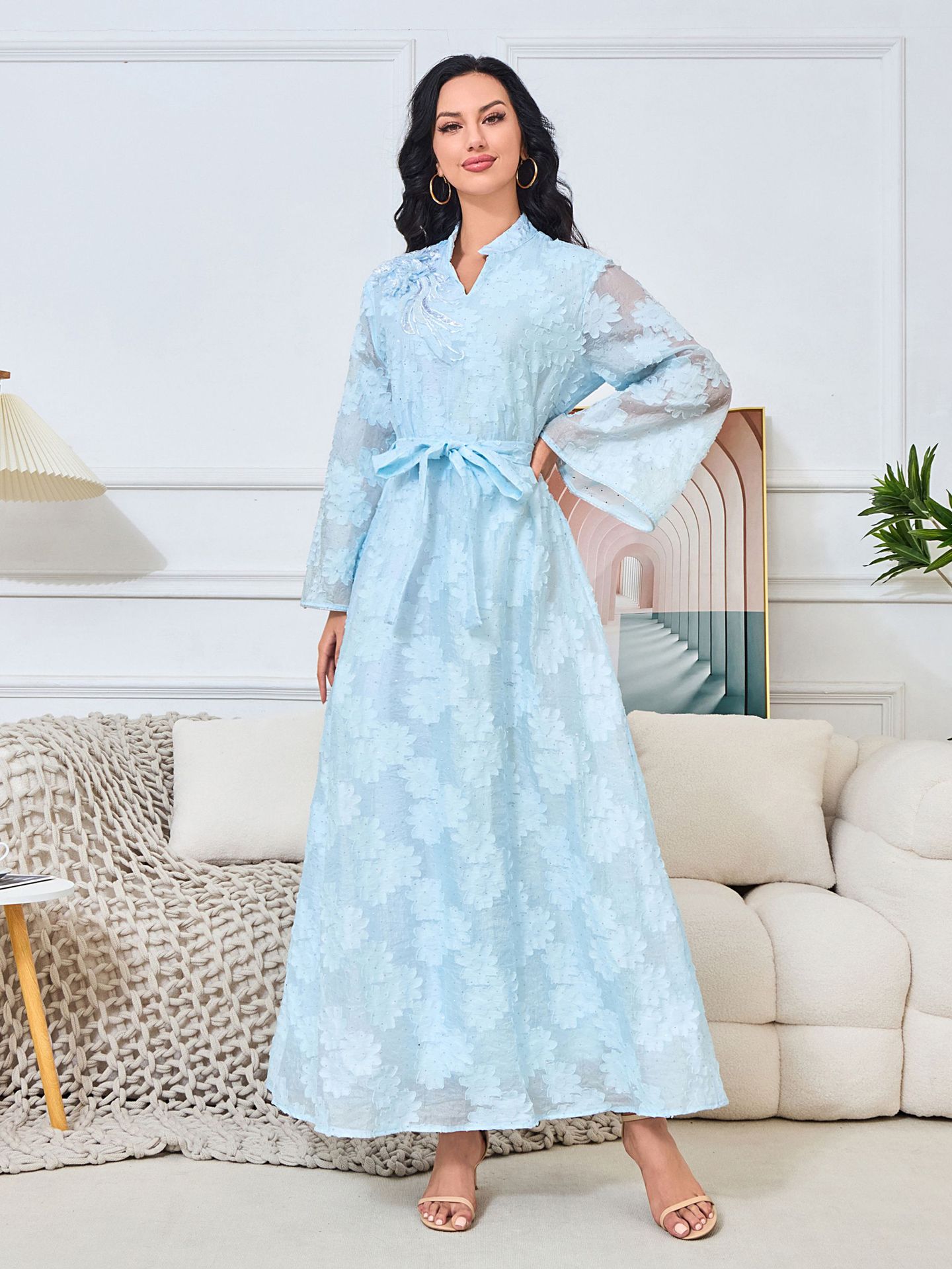 MT059 European And American Cross-border Women's Clothing, Foreign Trade Middle Eastern Apparel, Jacquard Elegant Abaya,_ecoleips.com