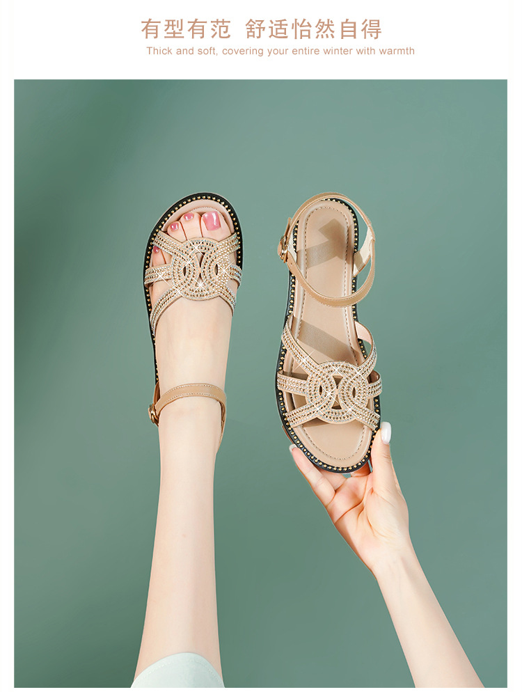 Sandal nữ quai chữ V đế bệt mềm hở mũi thoáng khí — màu đen chi tiết 14