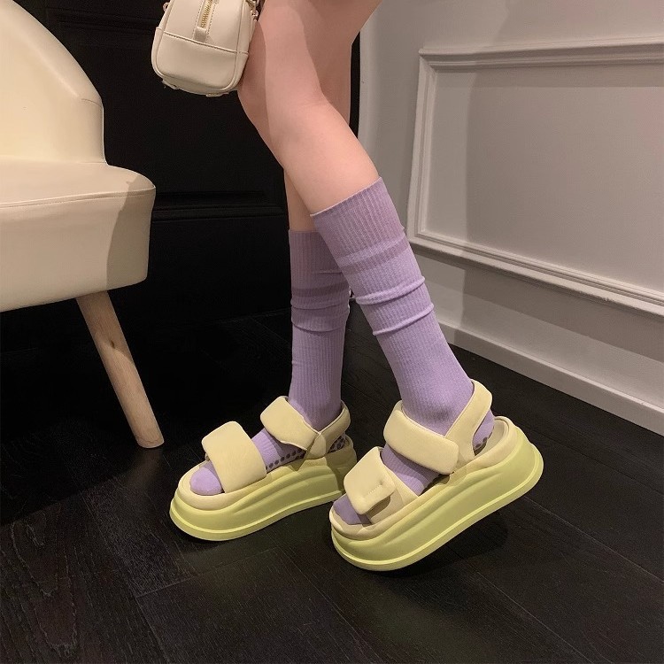 La marea no es sur ~ Island puff sandalias de plataforma para mujer para llevar 2025 verano nuevo estilo sandalias deportivas de playa para mujer
