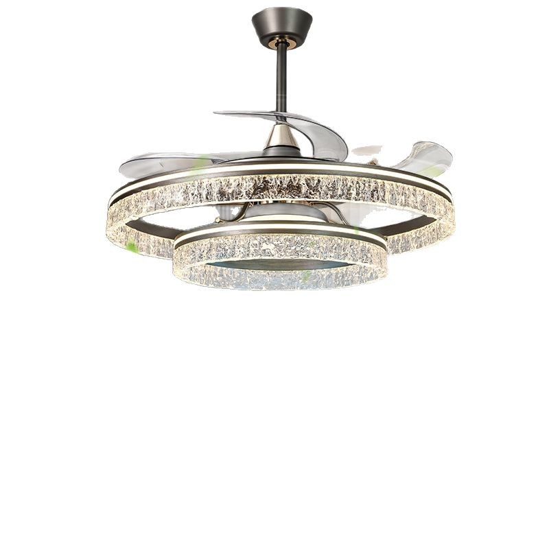 Lámpara de ventilador colgante de grieta de hielo Lámpara de ventilador invisible Iluminación de decoración del hogar minimalista moderna, dormitorio, comedor, hogar, lámpara de ventilador de una pieza