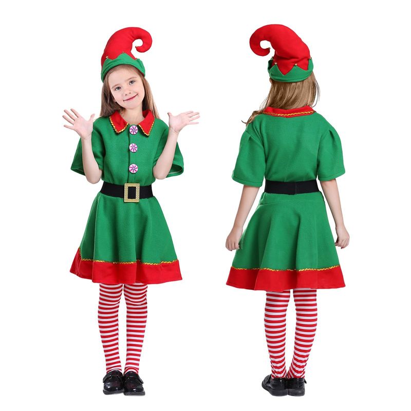 クリスマス衣装子供クリスマス妖精服コスプレ舞台服男女グリーンクリスマス服工場直供|undefined