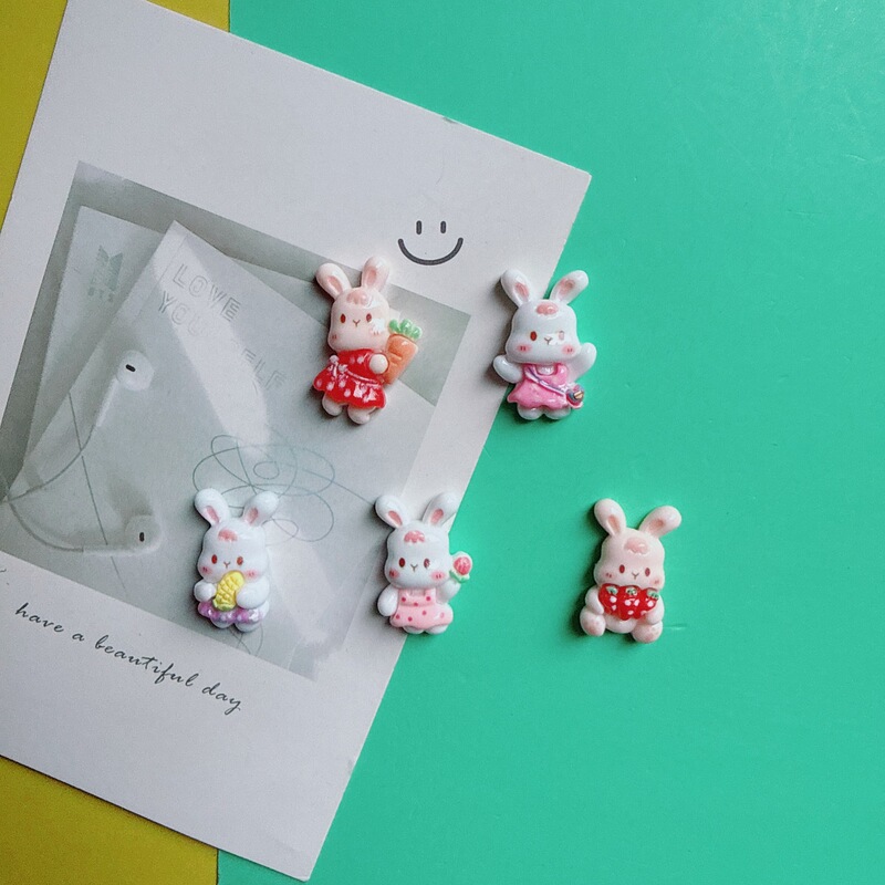 Cute Rabbit Carrot Strawberry Skirt DIY Hairpin Hair Accessory Phone Case Clog Shoe Flower Cream Decoration Accessories