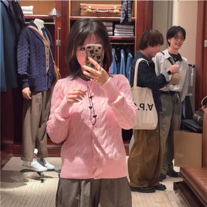 High-end version~Ralph Lauren embroidered round-neck sweater, knitted cardigan, women's top, autumn/winter cardigan, preppy style High-end version~Ralph Lauren embroidered round-neck sweater, knitted cardigan, women's top, autumn/winter cardigan, preppy style