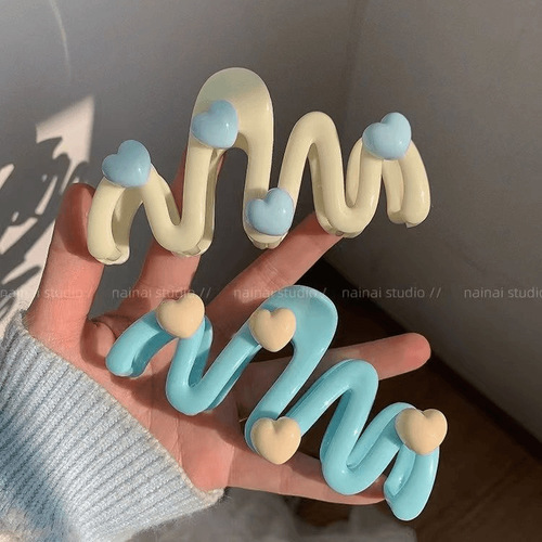 碎发波浪发夹子新款大号奶油色发卡后脑勺盘发鲨鱼少女发饰头饰