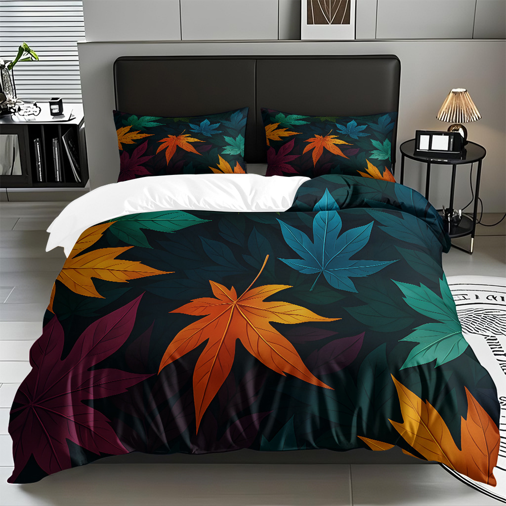 TEMU / JIT comercio exterior hogar patrón de hojas de colchón molido cubierta de colchón de tres piezas de fábrica directa a la figura puede fijarse