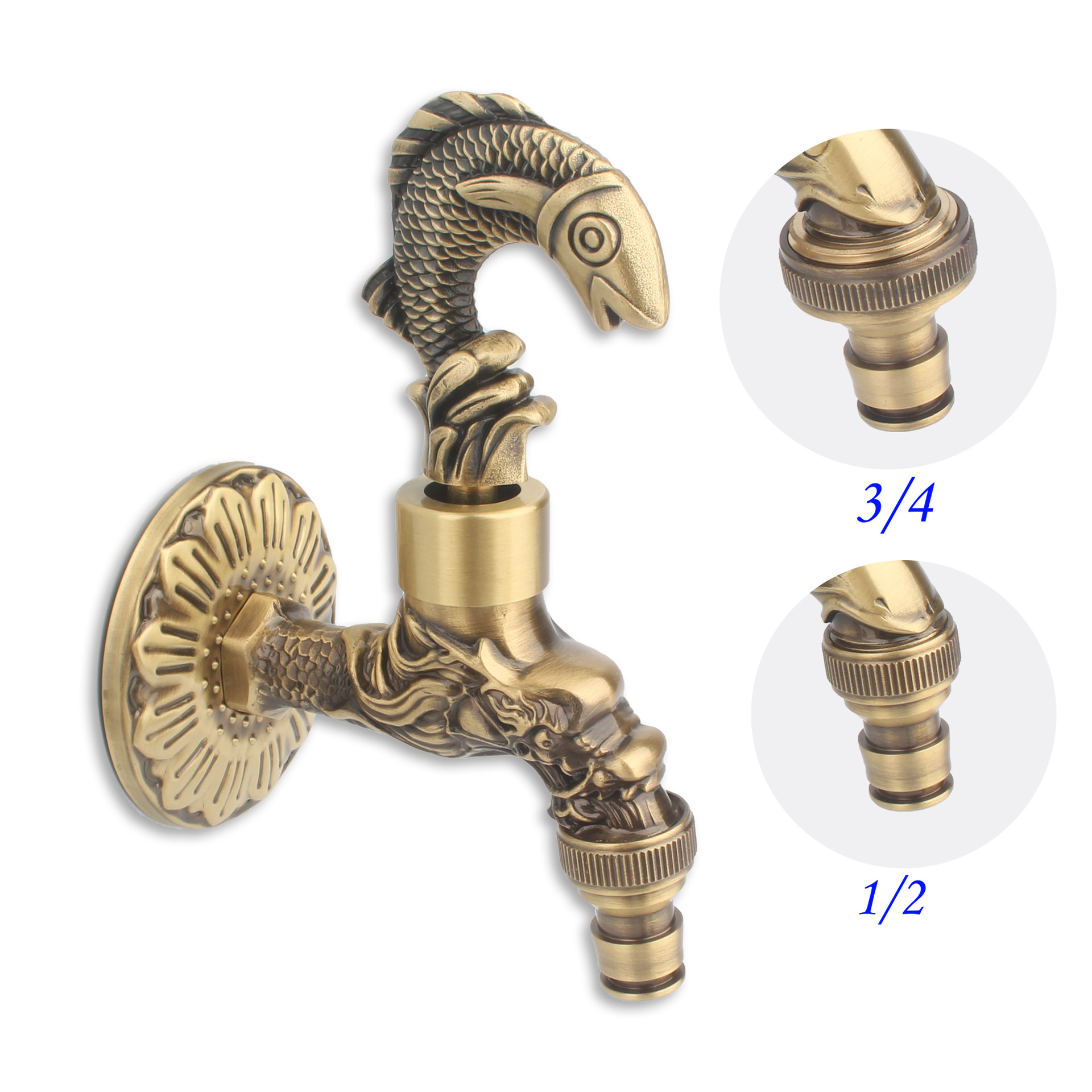 Cross-camera Amazon brass European antique carved single cold faucet faucet, bathroom faucet, washing machine, garden undefined