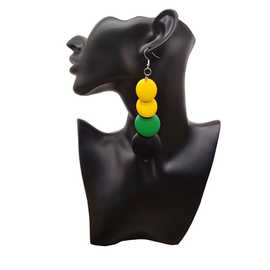 时尚圆片耳坠波西米亚耳钉 耳环手工木质几何形吊坠耳坠耳饰