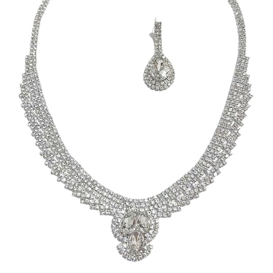 Lujo estilo coreano todo fósforo circón joyería nupcial accesorios de la boda vestido de boda pendientes collar traje accesorios de banquete