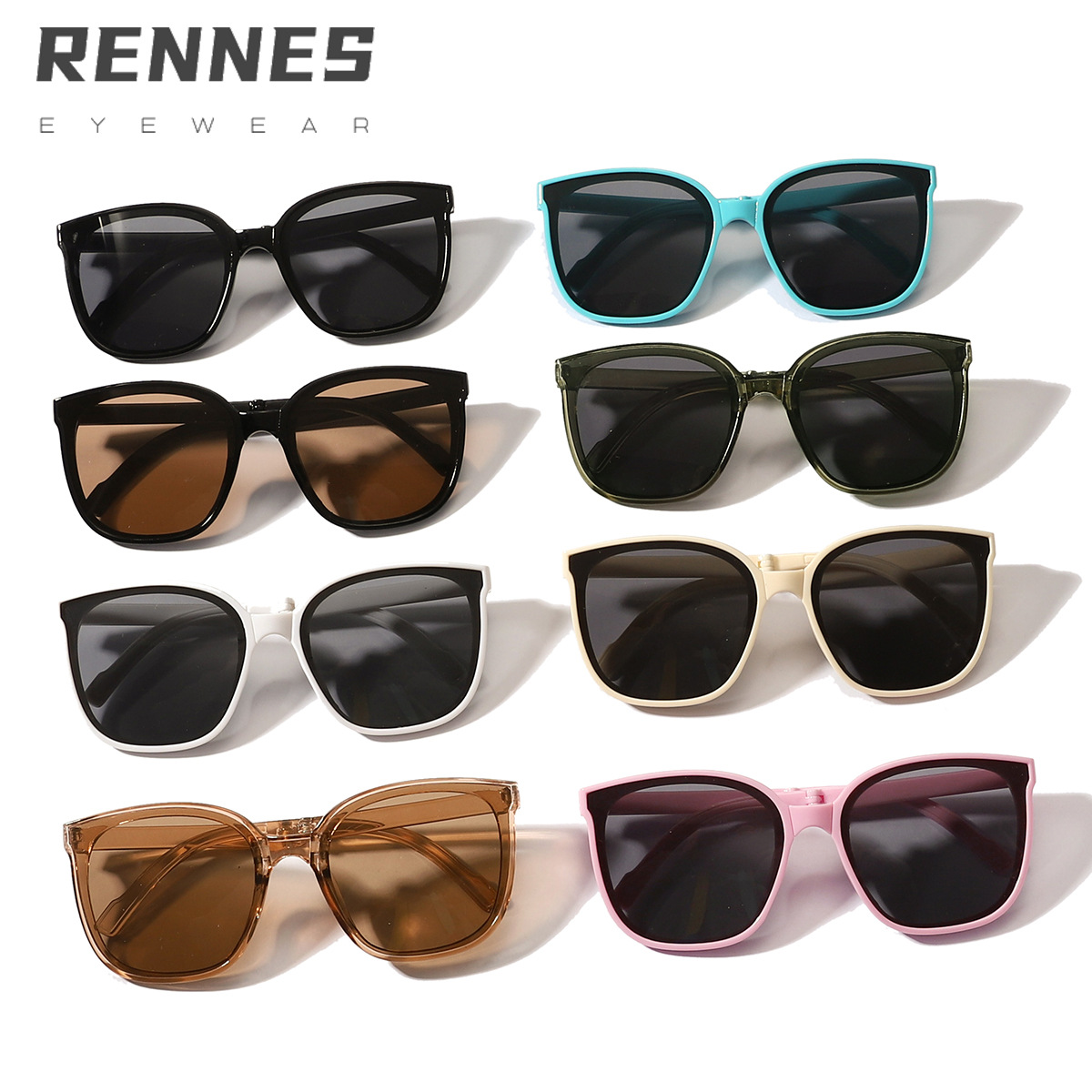 Niños nuevo de alta calidad portátil plegable cuadrado moda todo-Partido UV gafas de sol UV400