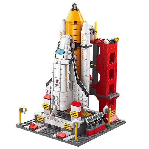 LEGO-Compatible Assembly Model of the LEGO Brothers' Space Shuttle Rocket – Children's Educational Toy Décor Piece