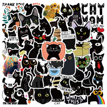 50張亞馬遜新款黑色貓咪black cat貼畫行李箱滑板筆記本手賬貼紙