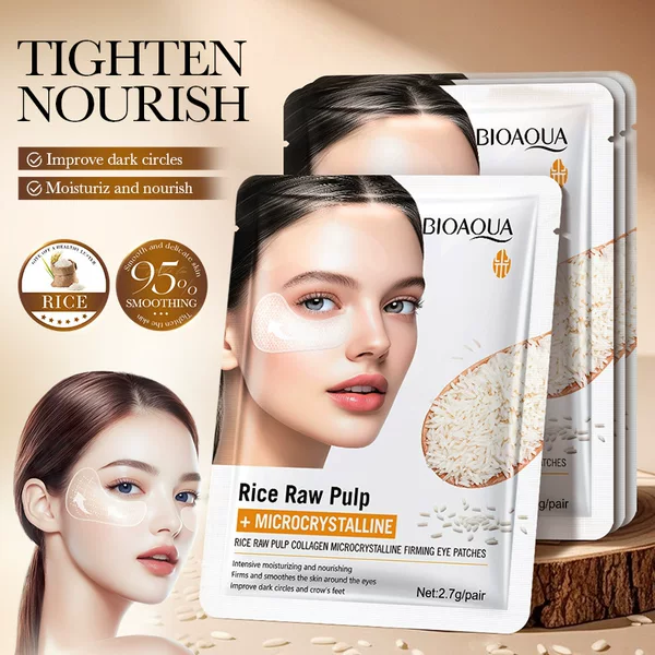 Cross-Border Spot Rice Puree Eye Mask Bioaoua Collagen Microcrystalline Firming Eye Mask Export Factory Direct Sales
