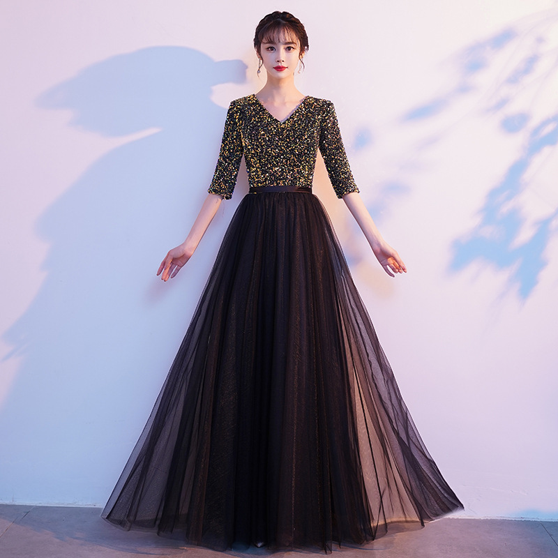 Gran coro, vestido de mujer, vestido largo, interpretación de piano, traje de director, canción roja, lentejuelas, vestido de noche de graduación image 12
