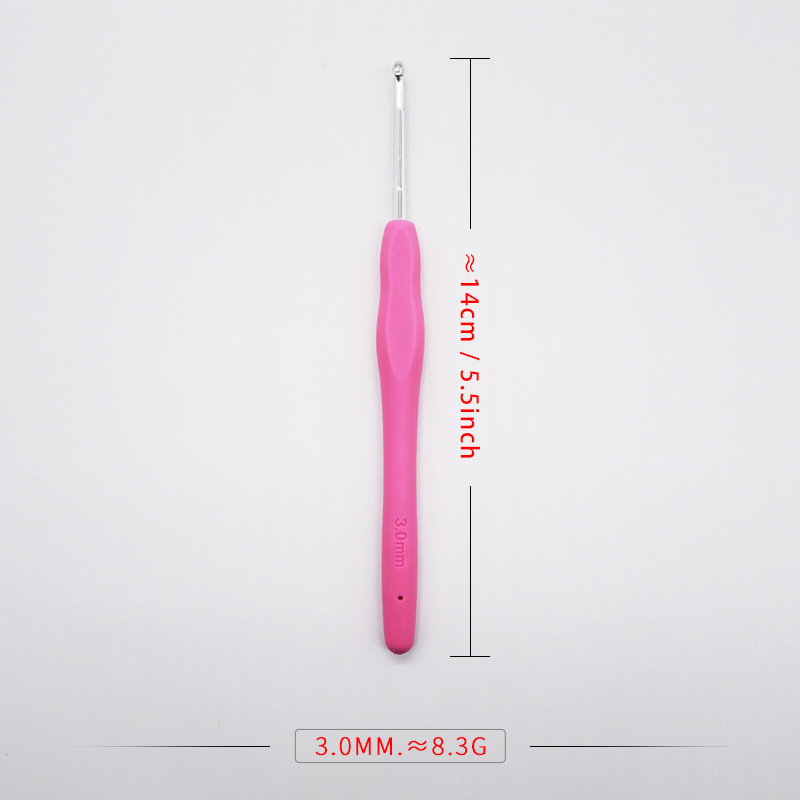 TPR crochet de mango suave, crochet de mango suave sólido, crochet de algodón, crochet de lana, crochet de mango suave de arco iris tejido a mano