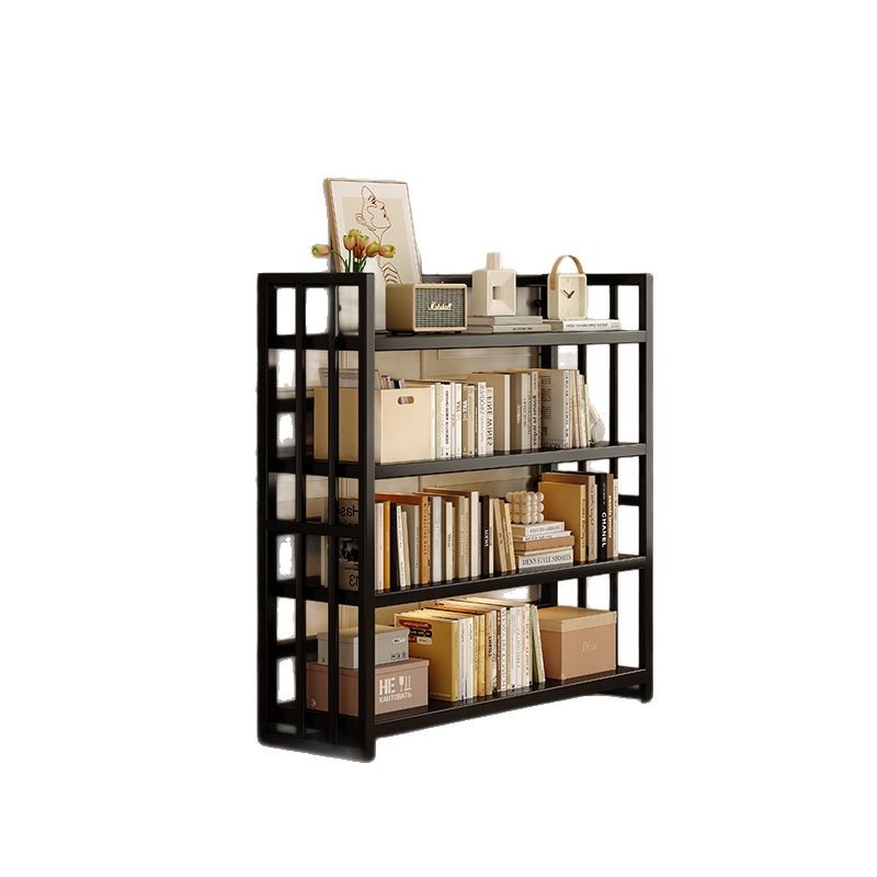 Estante de acero de viento crema estantería de libros para niños sala de estar almacenamiento estantería de exposición de hierro forjado estantería de piso integrado contra la pared