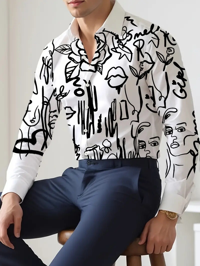 Productos europeos American Cross-border 2025 nueva tendencia de la moda casual de alta calidad cool guapo camisa de manga larga MB12