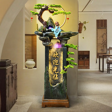 假山石迎客松可爱小和尚转运球落地流水加湿客厅玄关茶馆造景摆件