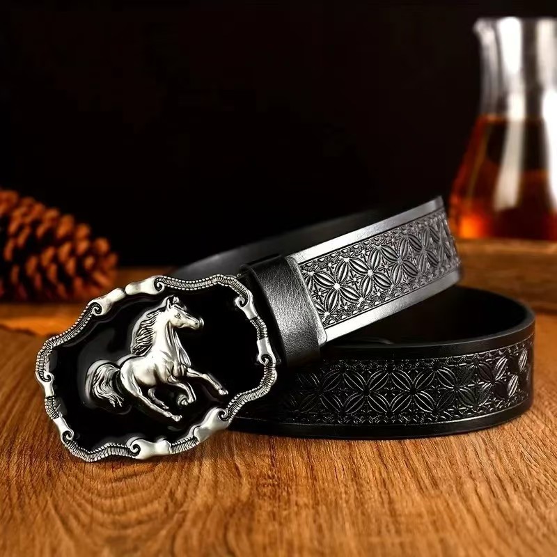 Modischer Ledergürtel für Herren, Vintage-Schnallengürtel, personalisierter Gürtel für junge und mittelalte Männer, geeignet für Jeans, Alltags- und Allzweckkasualstyle, schlichter Herrengürtel.