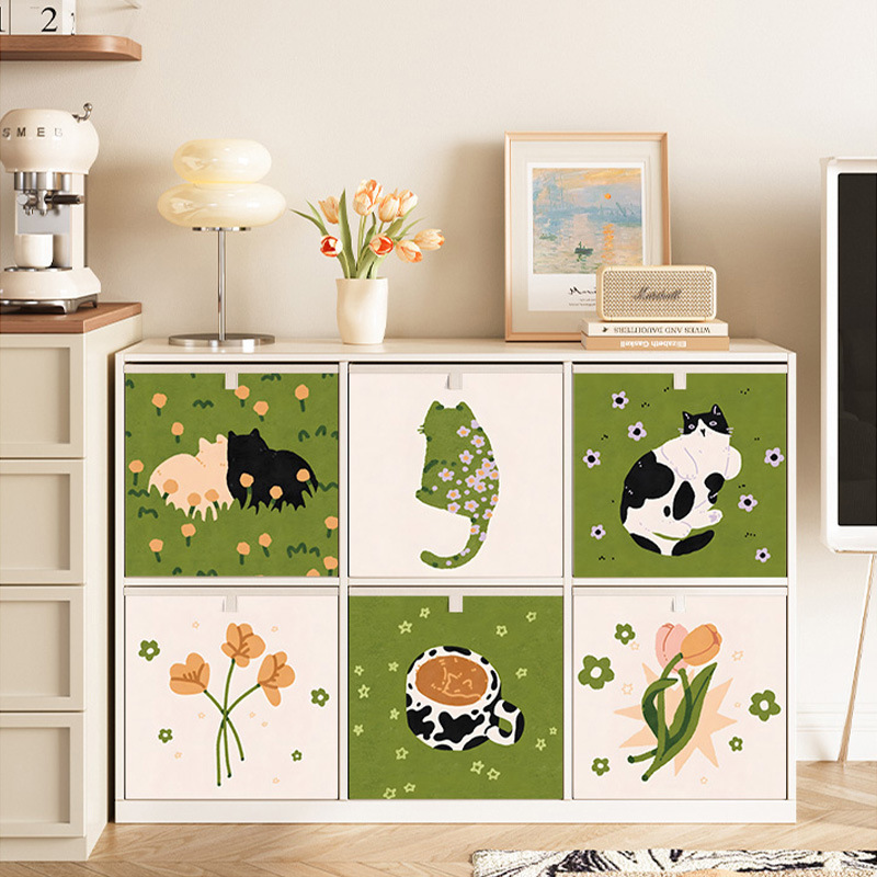 Minimalist Checkered Fabric Storage Box Kalek Grid Cabinet Drawer Organizer Home Folding Storage Basket