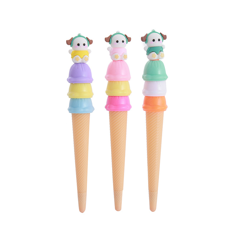 Cute Penguin Haagen-Dazs Gel Pen Papelería de dibujos animados Premio de estudiante Regalo en forma de cono Bolígrafo de firma