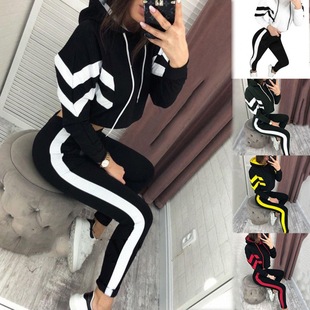 Europe and the United States explosions 2022 spring AliExpress Amazon women's hooded umbilical sweater suit two-piece set