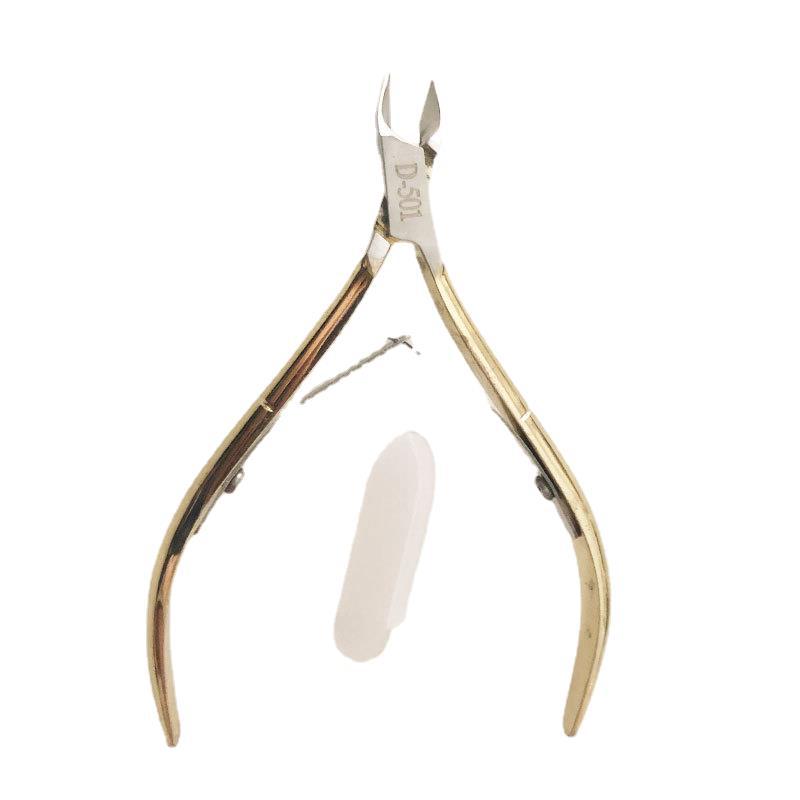 D501 Nail groove scissors Gold plated cuticle pliers Spot wholesale pedicure knife beauty pliers Stainless steel double fork cuticle scissors nails