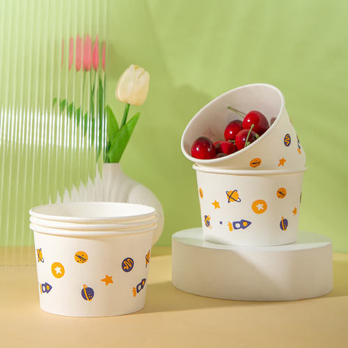 Wholesale disposable paper bowls for household and commercial use, disposable paper lunch boxes, hot and sour rice noodle takeaway paper bowls 20 pieces/bag