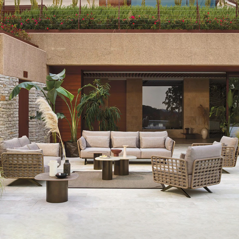 Combination rainproof European hotel furniture, outdoor leisure coffee garden patio rattan furniture, sofa rattan