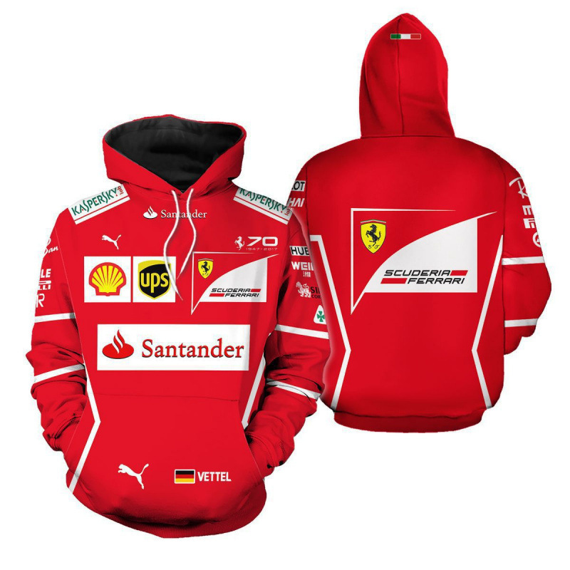 2025 Ferrari Hoodie 3D Digital Printing Carlos Driver Team Red Ferrari F1 Team Shirt