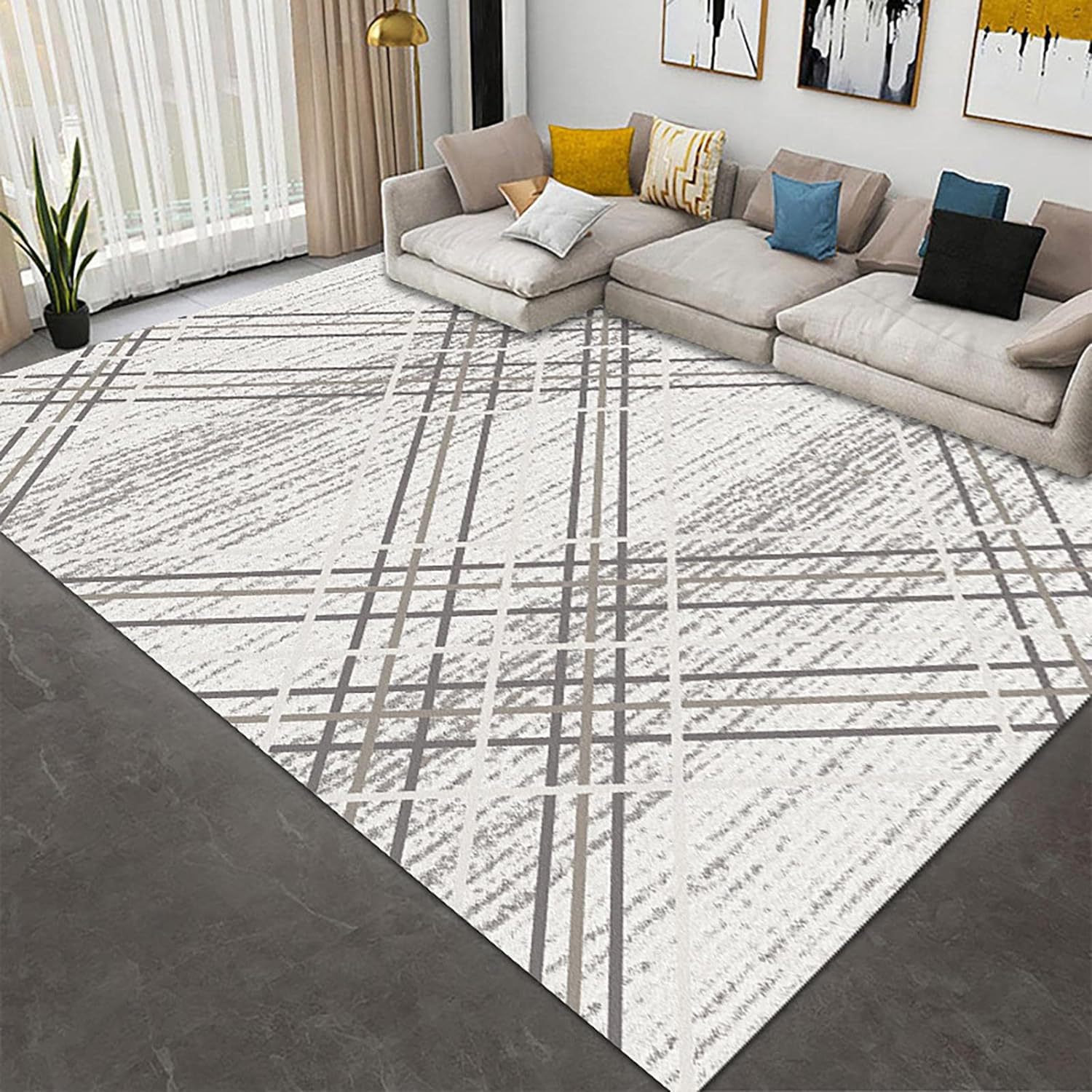Modern Minimalist Abstract Carpet for Living Room, Stain-Resistant and Easy to Care For, Sofa Coffee Table Rug, Wear-Resistant Bedroom Bedside Rug