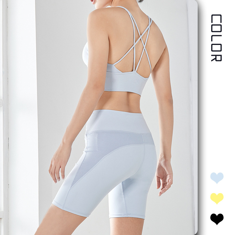 Yoga Clothes Running Sports Underwear Women's Quick-drying Sanded Tights Lulu Same Fabric Fitness Suit