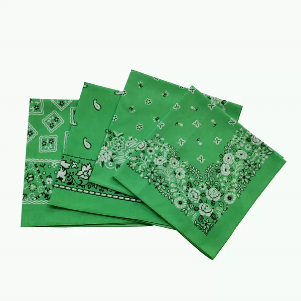 Pure Cotton Green Flower cashew flower square scarf hip hop Hip Hop Hip Hop headscarf decoration dress up square scarf in stock factory straight hair