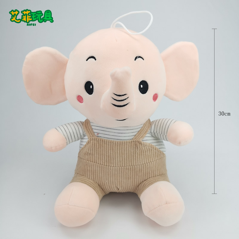 Muñeco de Peluche de Elefante con Overol de Ocho Pulgadas de Felpa Corta
