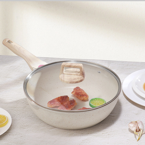 Aluminum Mafic Stone Non-stick Composite Bottom Multifunctional Household Wok Smokeless Pan Electric Stove Universal Flat Non-stick
