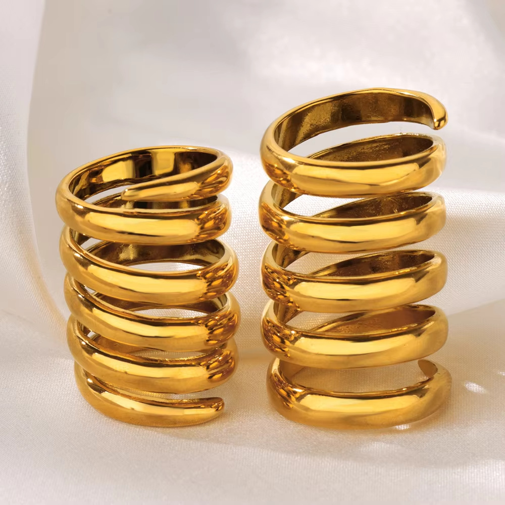 Joyería Al Por Mayor Estilo IG Estilo Simple Geométrico Cobre Chapados En Oro De 18K Enchapado Anillos display picture 1