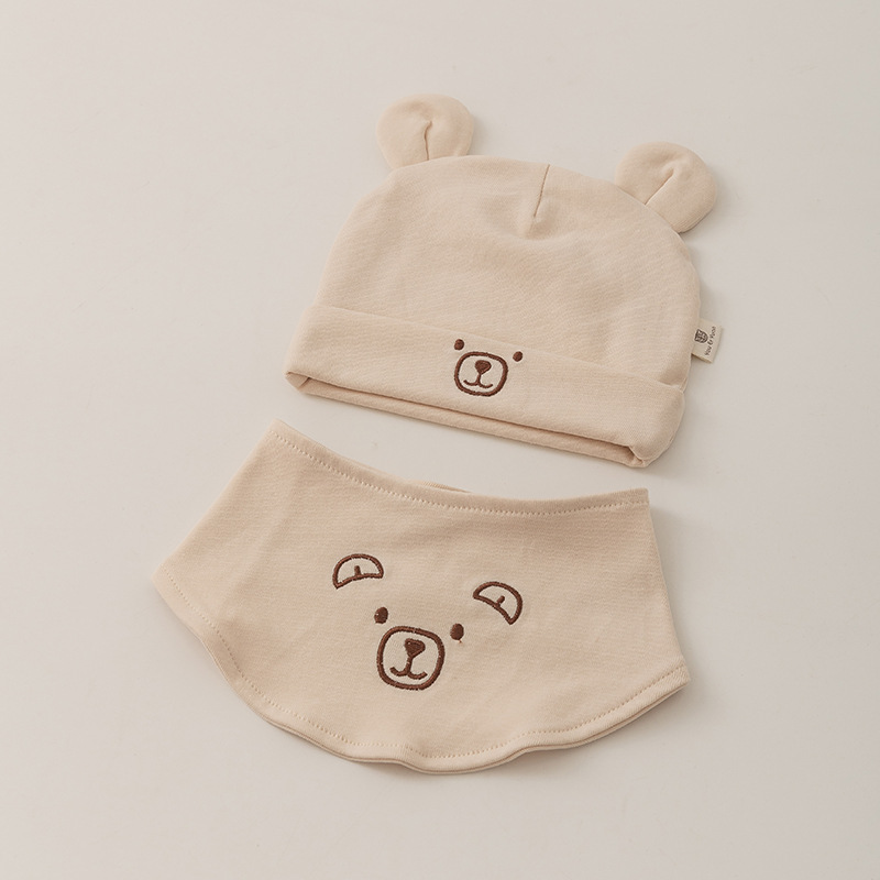 0-3 Mes recién nacido sombrero toallas de saliva set primavera y otoño algodón puro bebé recién nacido sombrero de bebé protector de la puerta