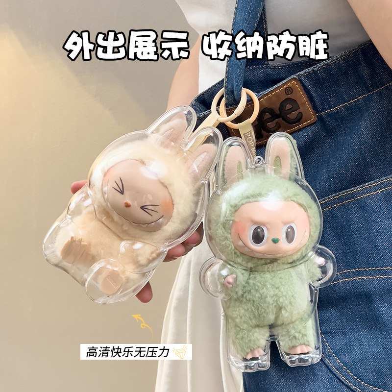 Labubu High-Definition Transparent Vinyl Doll Protective Shell Blind Box Storage Display Labubu Third Generation Pendant Dust Cover