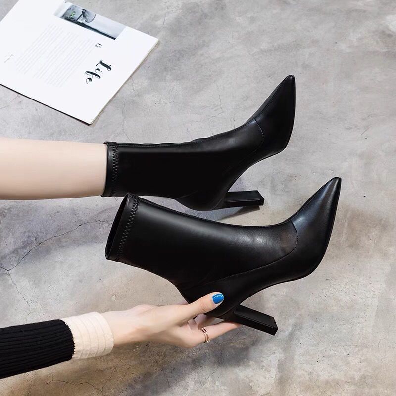 Damen Stiefeletten Mit Spitzer Kappe Und Absatz Für Den Winter_voghion.com