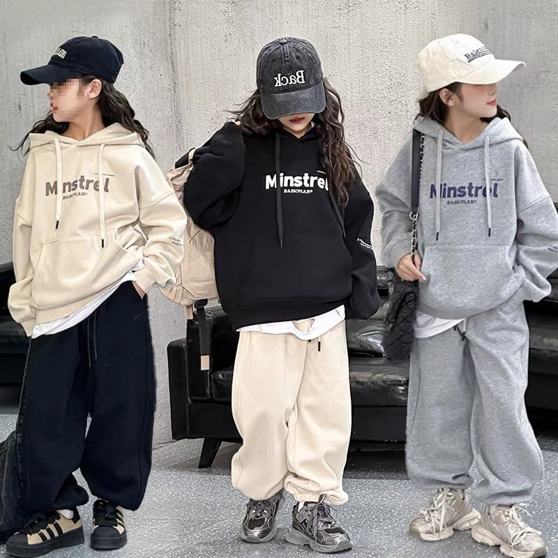 童装女童加绒卫衣一体绒连帽秋冬季儿童新款洋气时髦大童女孩韩版